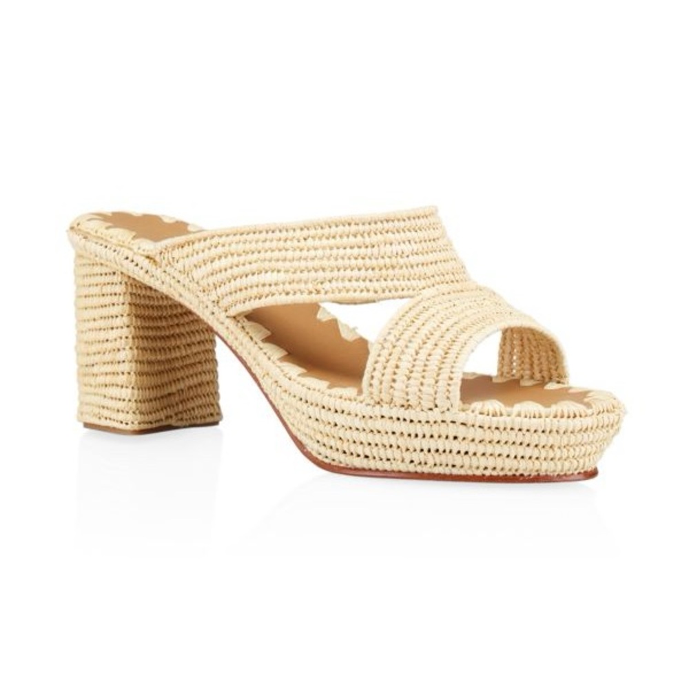 Carrie Forbes Andre Raffia Block Heel Sandals Size 9 (EU 40)